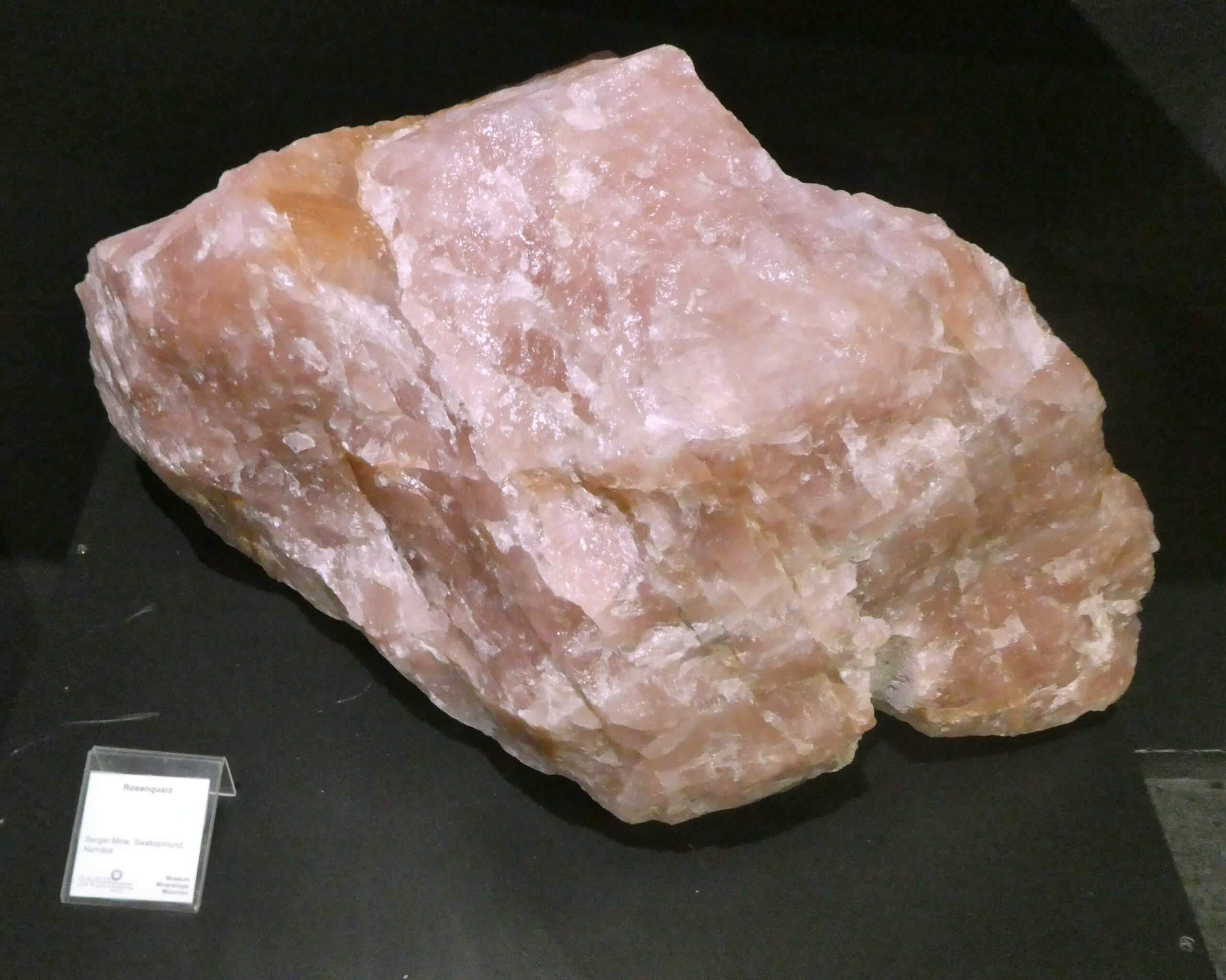Cloudy pink rose quartz specimen from Namibia