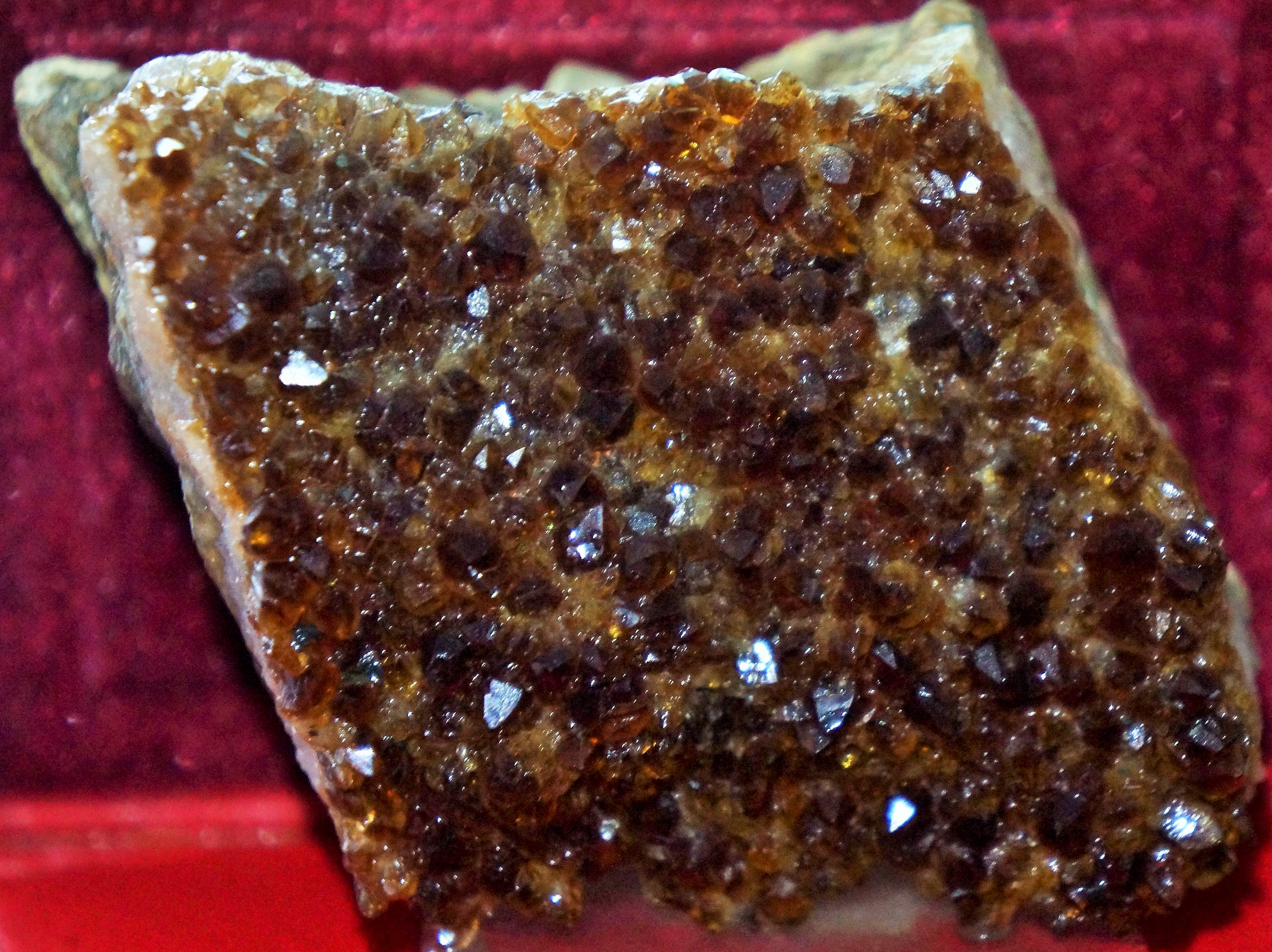 Dark brownish-gold citrine crystal cluster from Minas Gerais, Brazil
