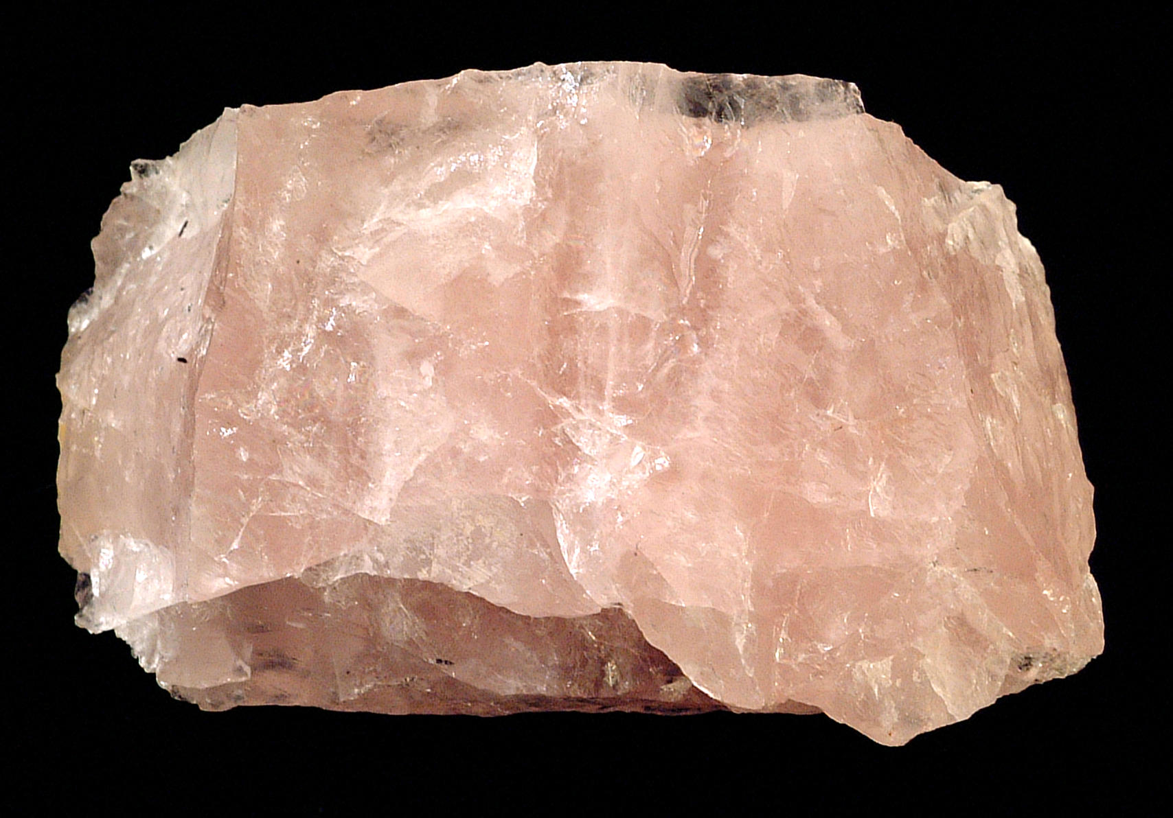 Pale pink massive rose quartz specimen