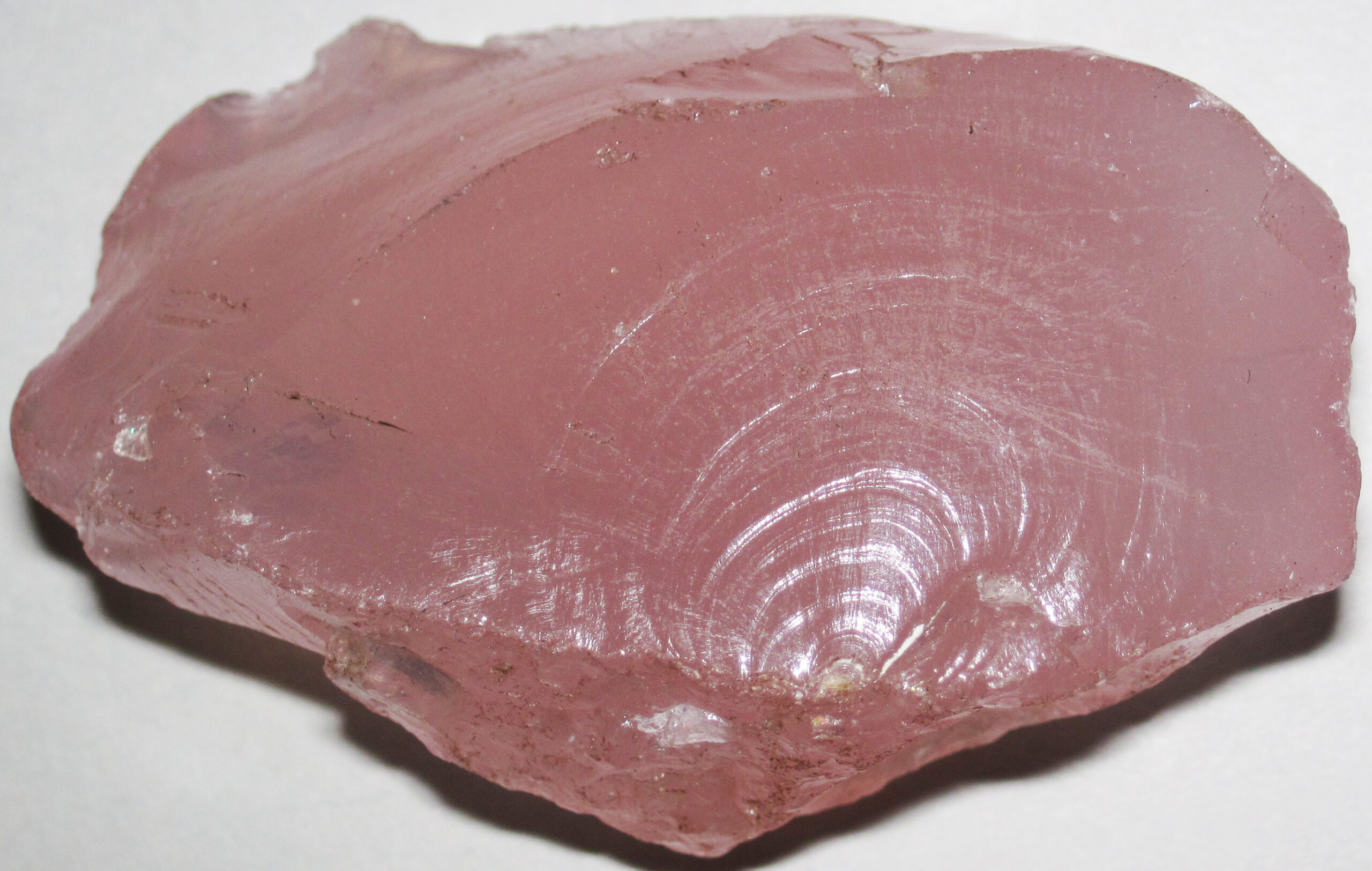 Polished rose quartz slab with rich pink color