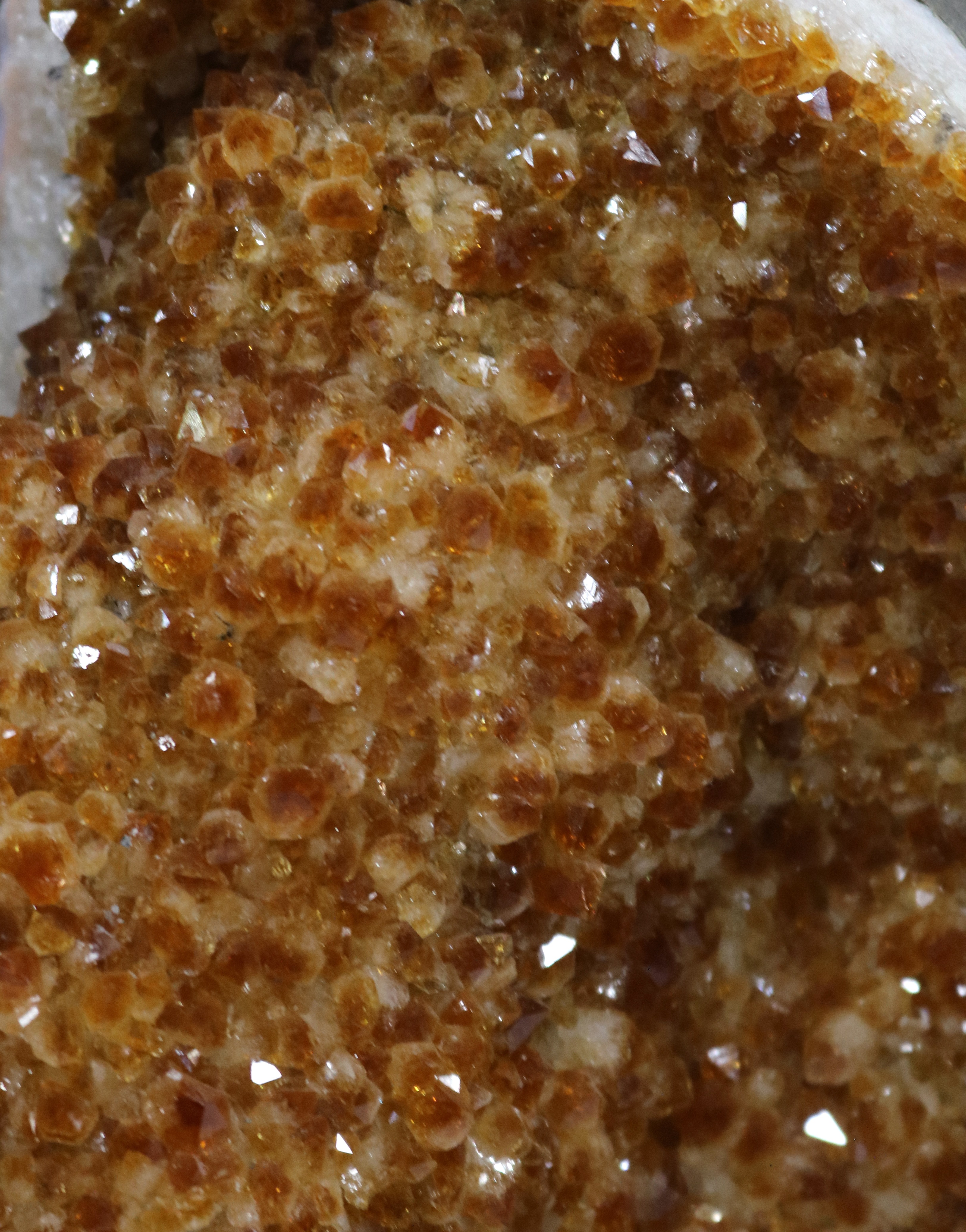 Citrine geode covered in small golden crystals